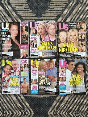 Vtg Y2K Lot of 6 US Weekly Magazines 2007 & 2008 Celebrity Gossip Fashion Party